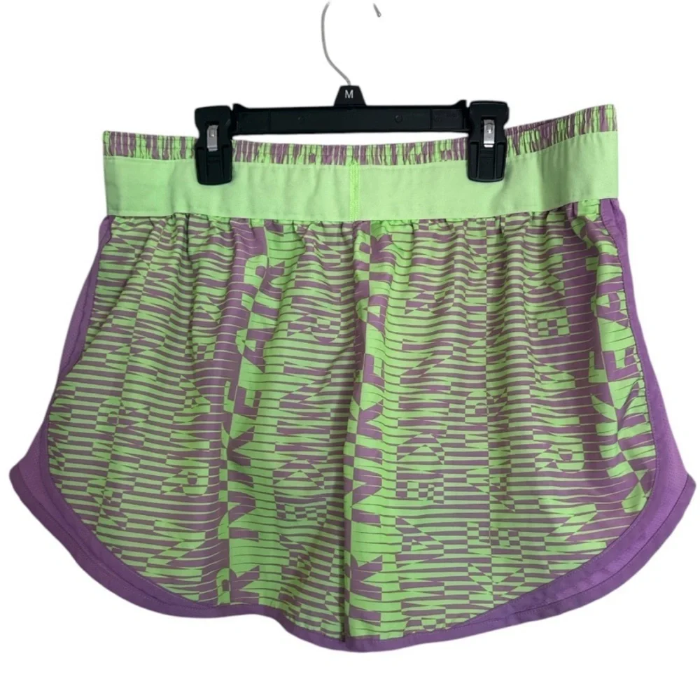 Nike Purple and Green Athletic Shorts with Dynamic Design